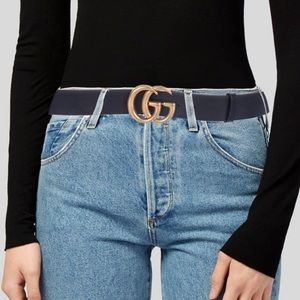 Gucci leather belt with Double G buckle